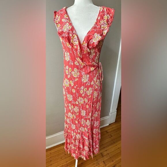 LOFT BEACH Floral Wrap Dress Size Large - Picture 4 of 9